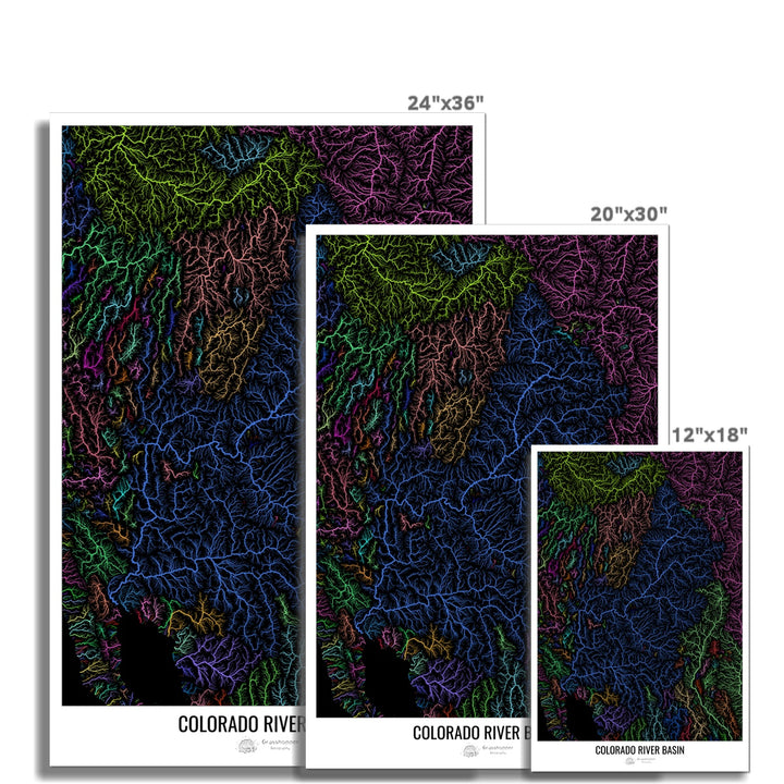 Carte personnalisée du bassin fluvial du Colorado II Photo Art Print