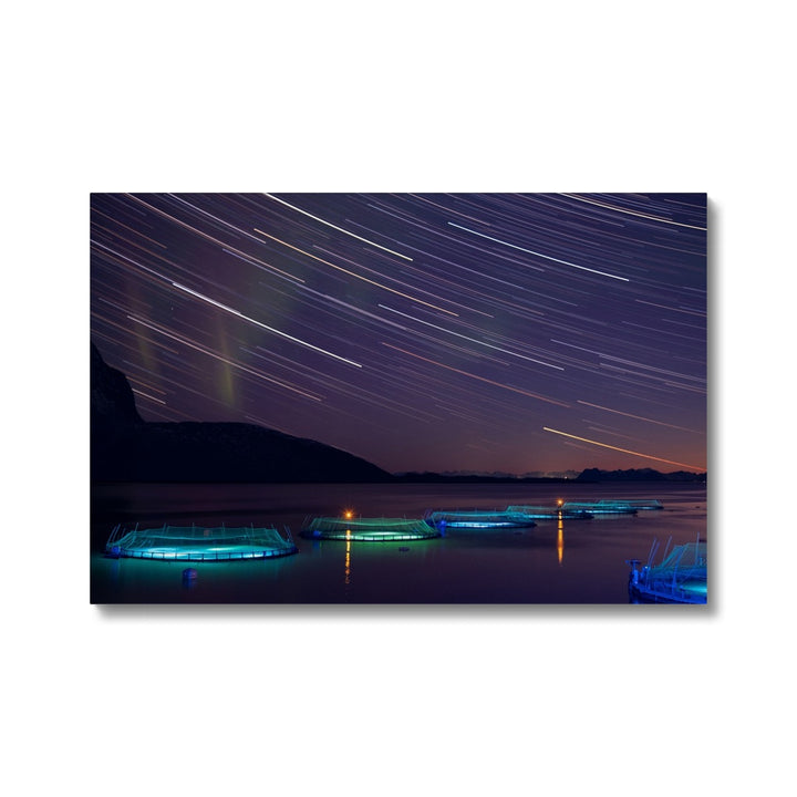 Estelas de estrellas con auroras sobre los corrales de peces III - Lienzo