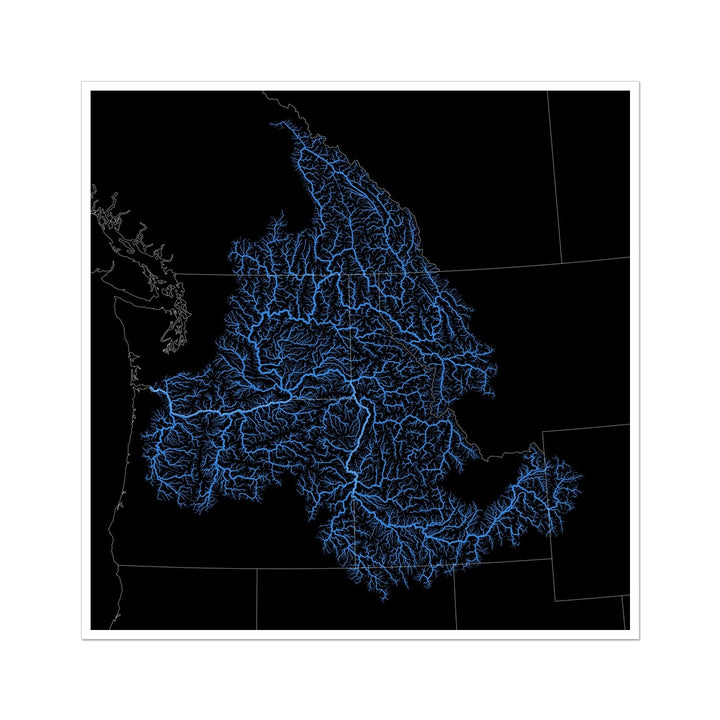 Mapa personalizado de la cuenca del río Columbia Impresión de bellas artes