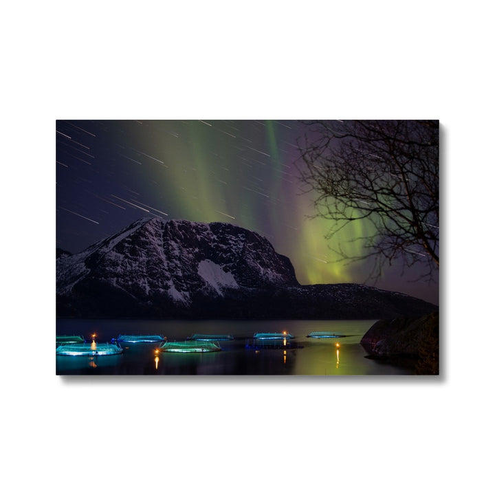 Star trails with aurora above the fish pens V - Canvas