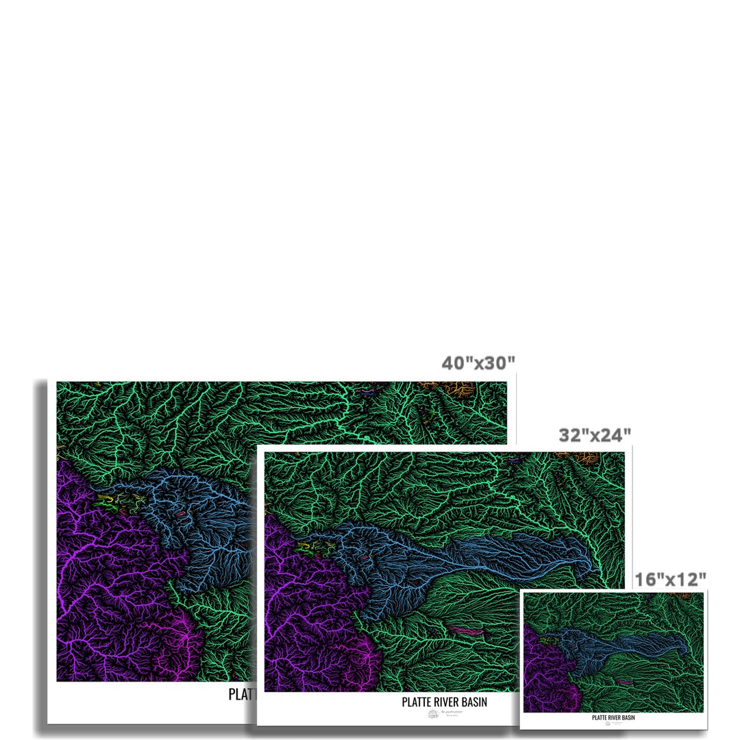 Impresión fotográfica personalizada del mapa de la cuenca del río Platte II