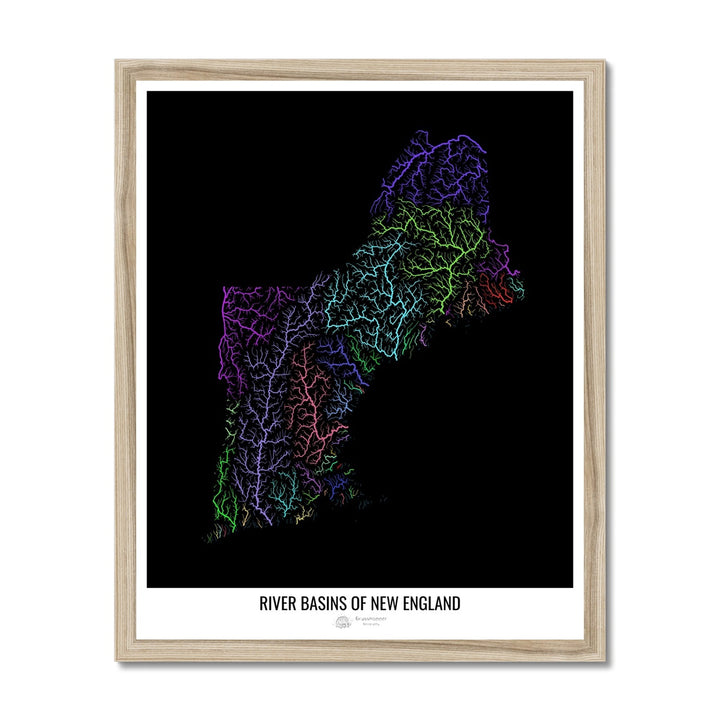 CUSTOM New England river basin map Framed Print