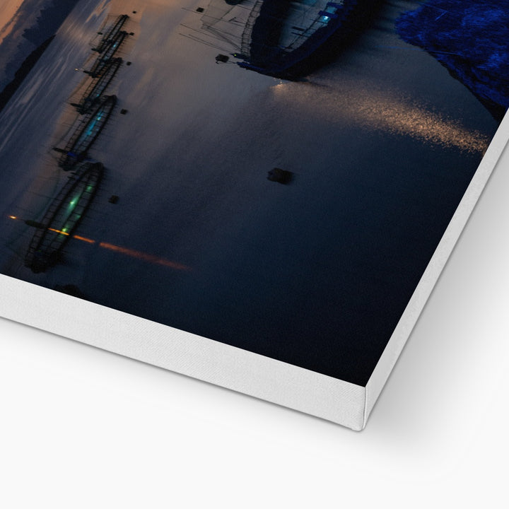 Sunset over the fish pens with a crescent moon II - Canvas