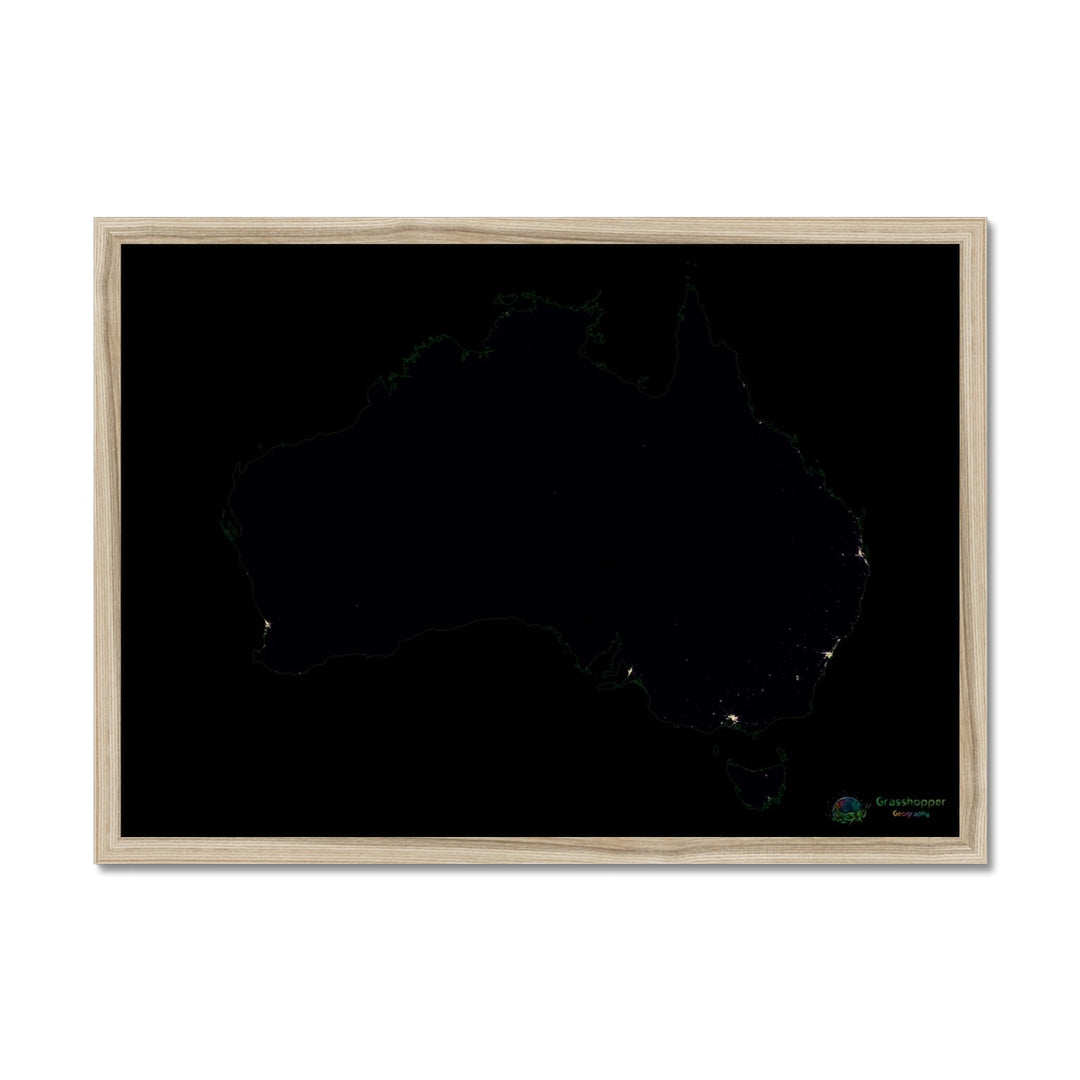 Population density heatmap of Australia Framed Print