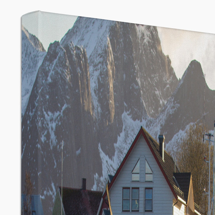 Skutvik harbour in the setting sun - Canvas