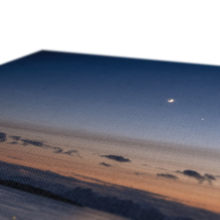 Sunset over the fish pens with a crescent moon II - Canvas