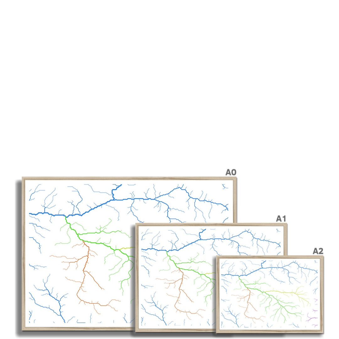 Lámina enmarcada Mapa personalizado de la cuenca del río Roaring Fork