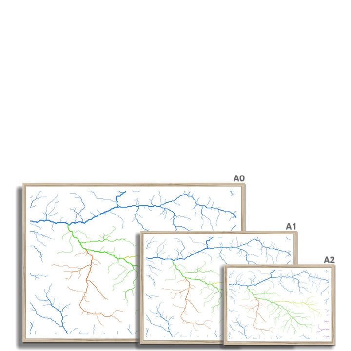 Lámina enmarcada Mapa personalizado de la cuenca del río Roaring Fork