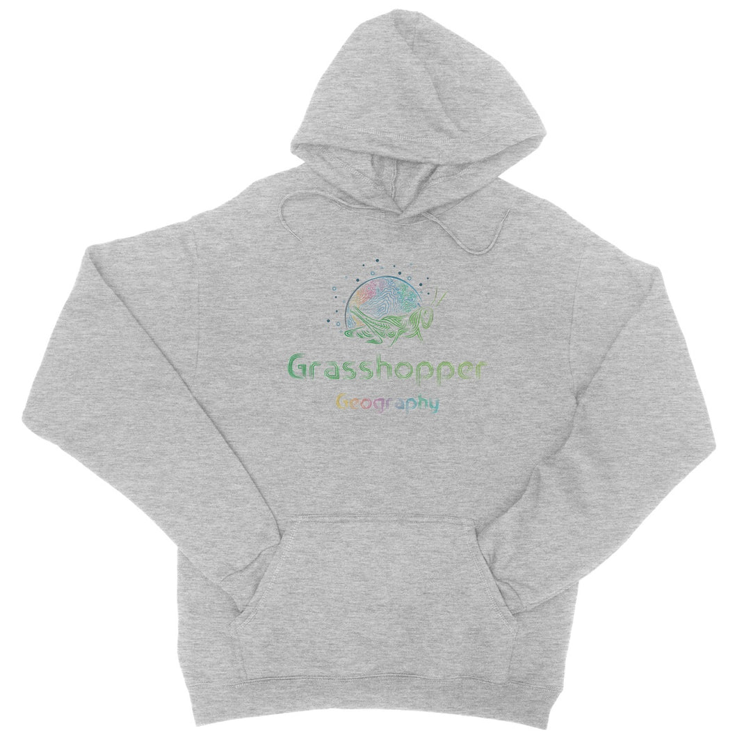 Moletom universitário com capuz e logo de geografia do gafanhoto