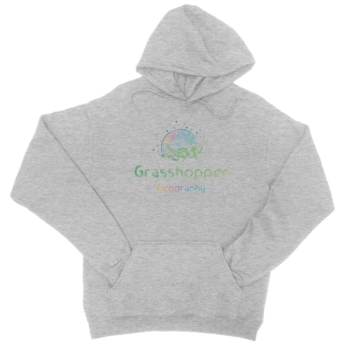 Moletom universitário com capuz e logo de geografia do gafanhoto