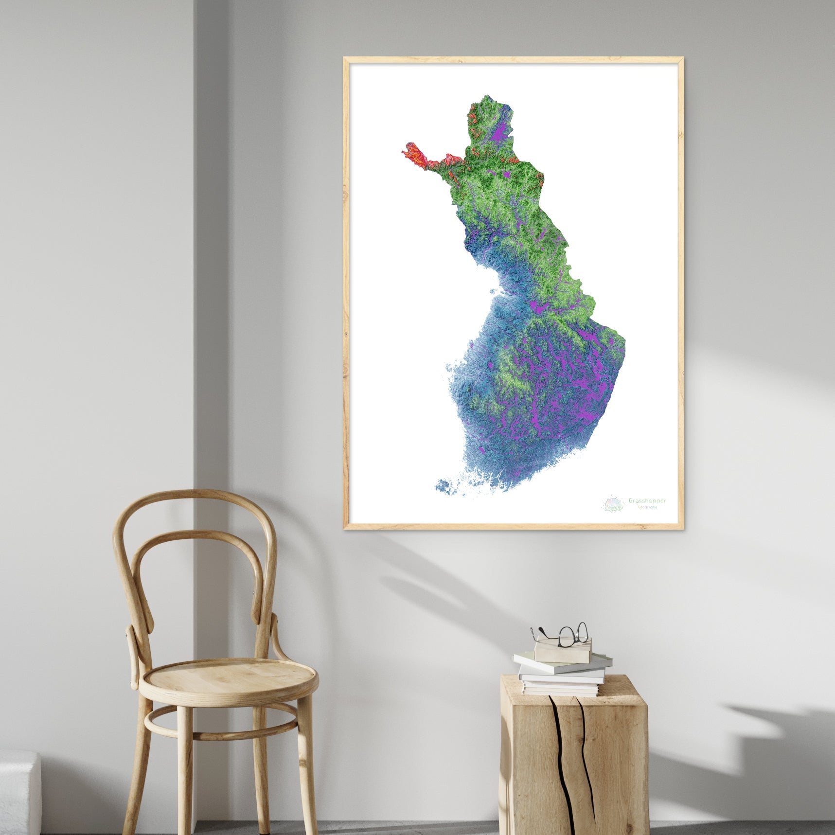 finland-elevation-map-white-fine-art-print-grasshopper-geography for Free Printable Map Of Finland Finland - Elevation map, white - Fine Art Print – Grasshopper Geography for Free Printable Map Of Finland