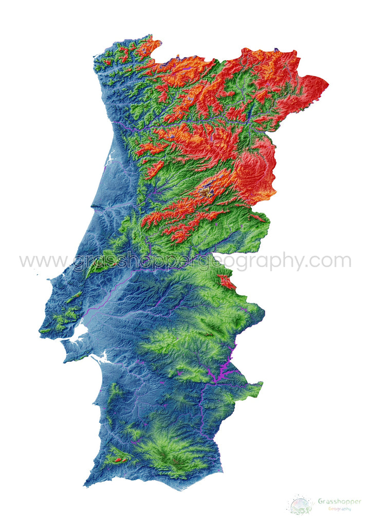 Portugal - Carte d'élévation, blanc - Tirage d'art