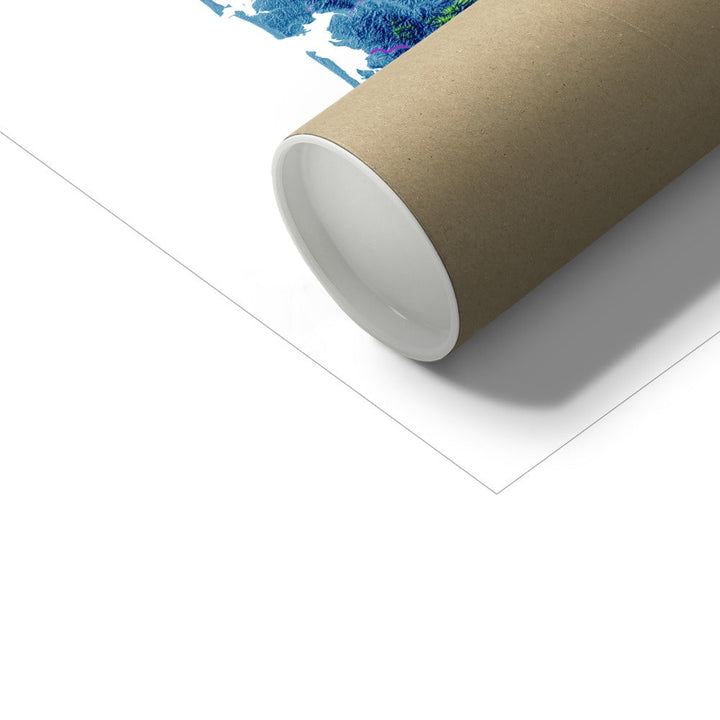Washington - Elevation map, white - Fine Art Print