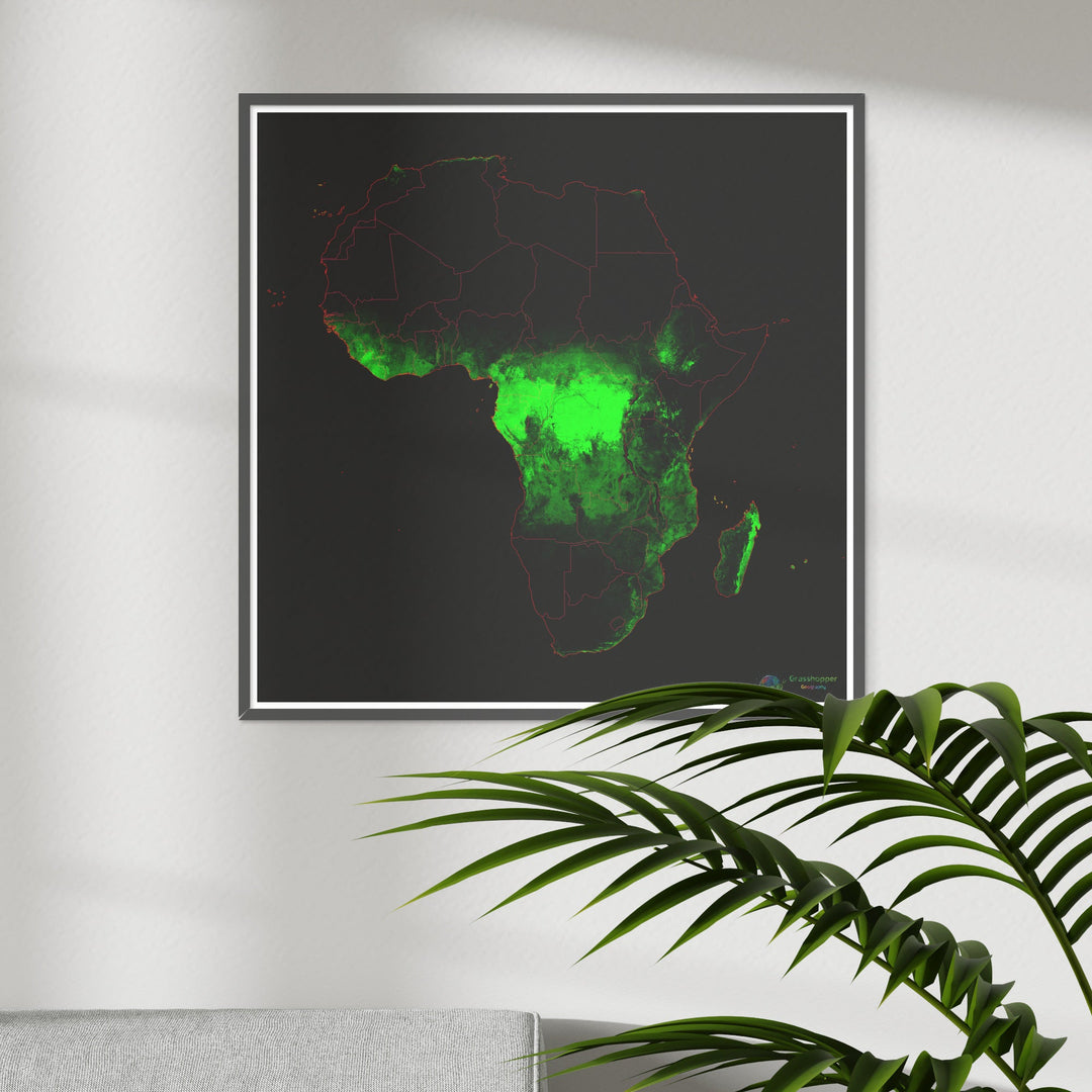 África - Mapa de cobertura forestal - Impresión de Bellas Artes