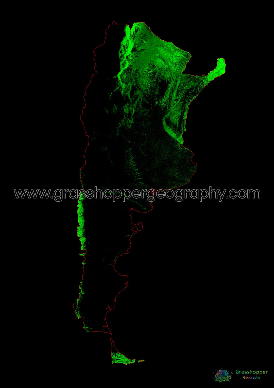 Argentine - Carte du couvert forestier - Tirage d'art