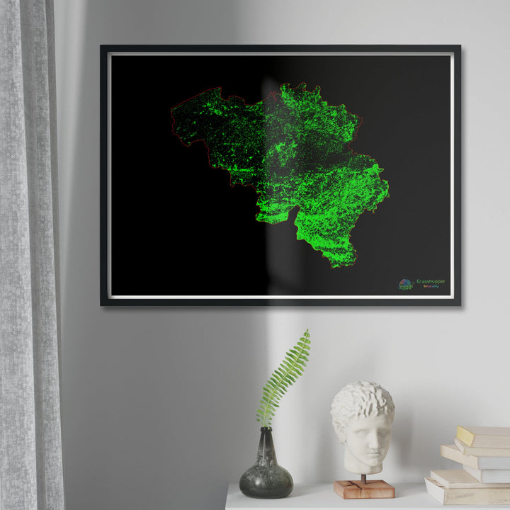 Forest cover map of Belgium - Fine Art Print