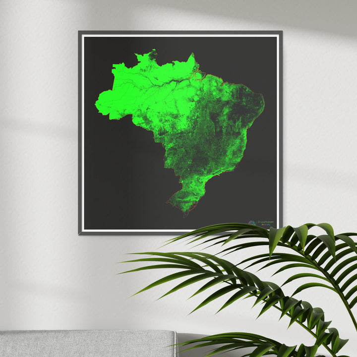 Brésil - Carte du couvert forestier - Tirage d'art