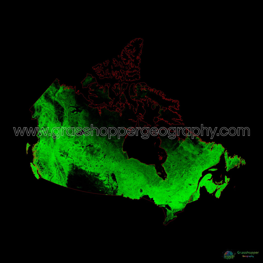 Canada - Carte du couvert forestier - Tirage d'art