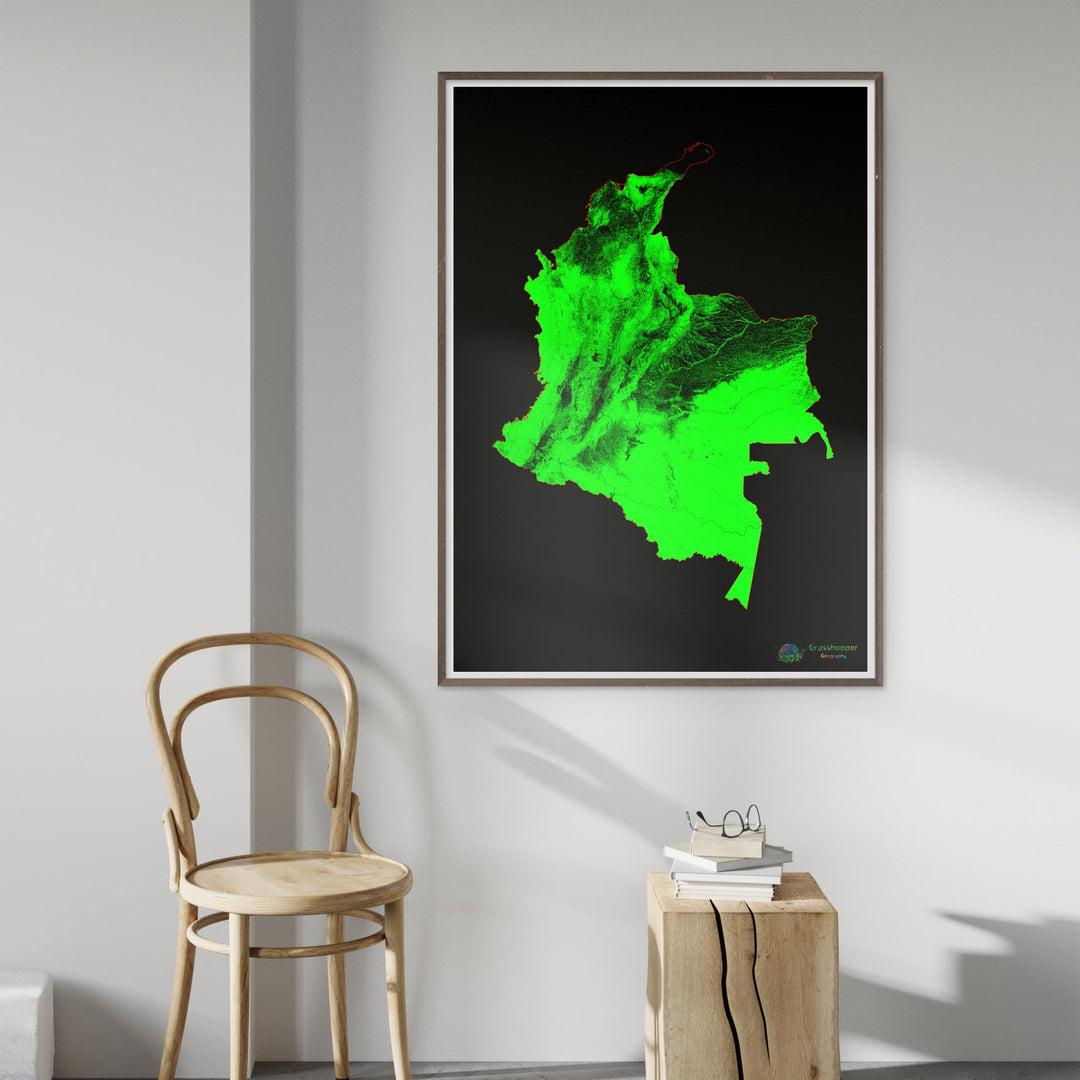 Колумбия - Карта лесного покрова - Fine Art Print