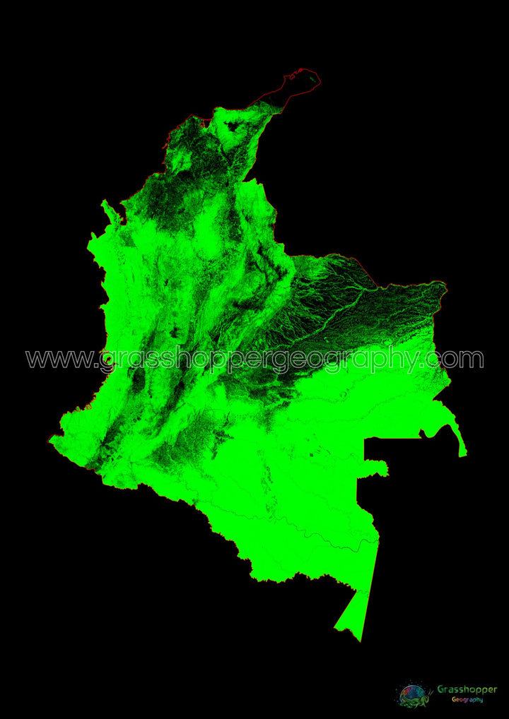 Colombia - Mapa de cobertura forestal - Impresión de Bellas Artes