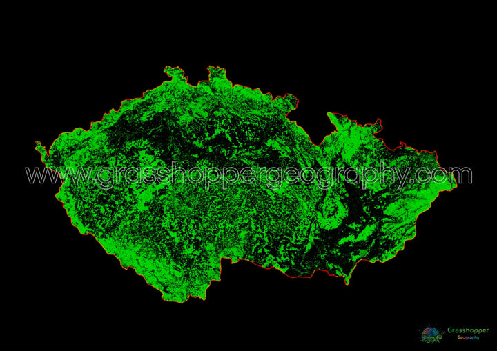 Tchéquie - Carte du couvert forestier - Tirage d'art