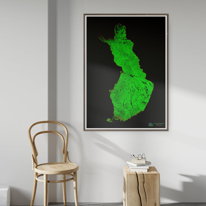 Finlandia - Mapa de cobertura forestal - Impresión de bellas artes
