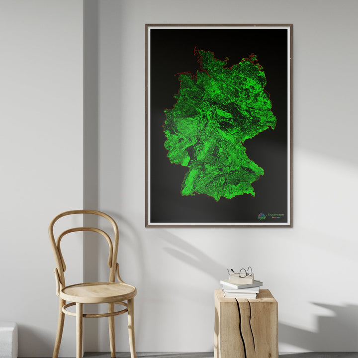 Alemanha - Mapa de cobertura florestal - Impressão de belas artes