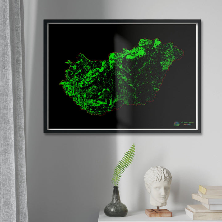 Forest cover map of Hungary - Fine Art Print