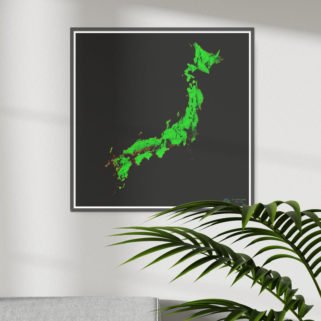 Japon - Carte du couvert forestier - Tirage d'art