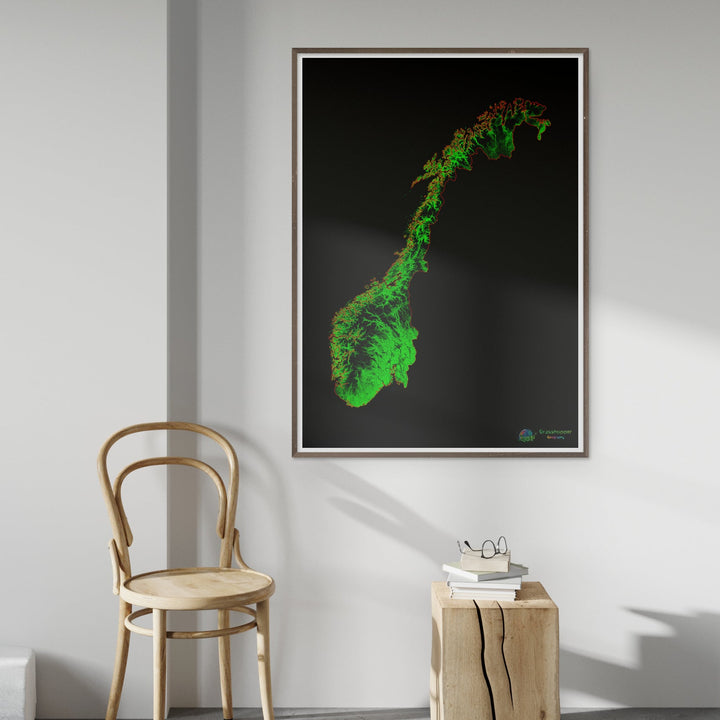 Норвегия - Карта лесного покрова - Fine Art Print
