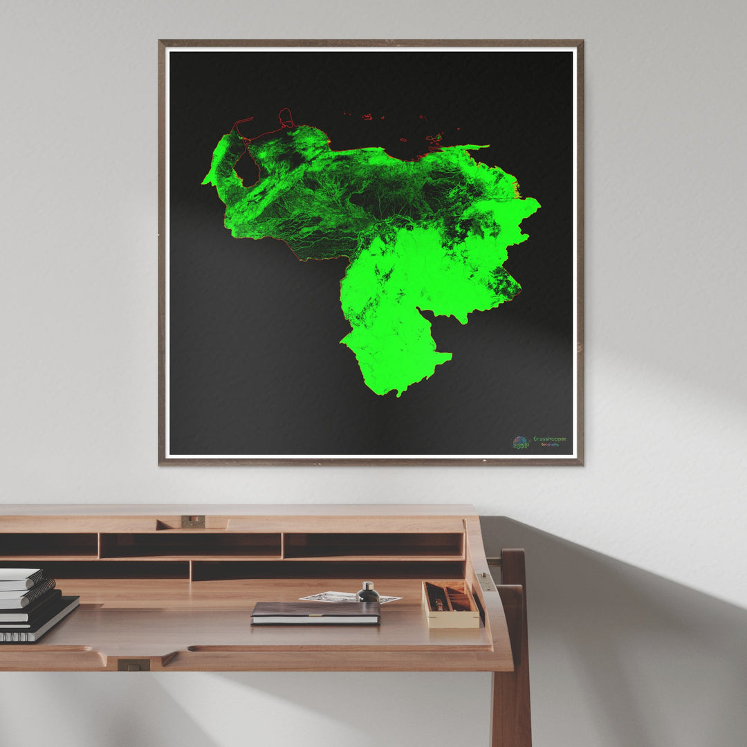 Venezuela - Mapa de cobertura florestal - Impressão de belas artes