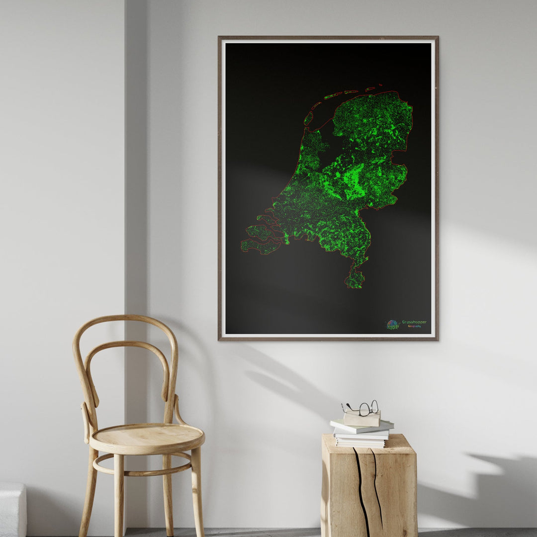 Нидерланды - Карта лесного покрова - Fine Art Print
