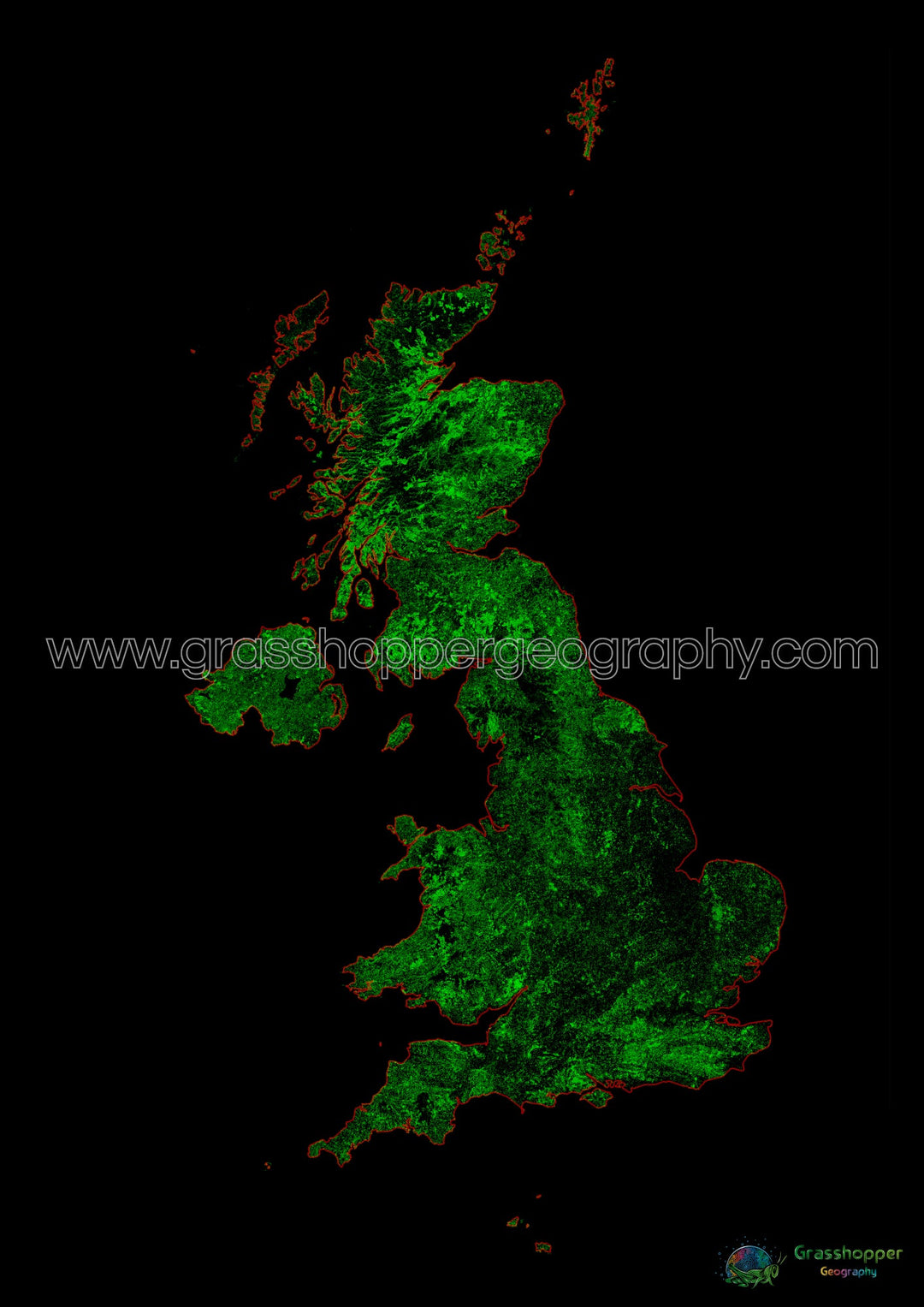 The United Kingdom - Forest cover map - Fine Art Print