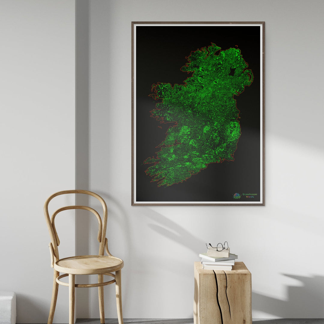 La isla de Irlanda - Mapa de cobertura forestal - Impresión de Bellas Artes