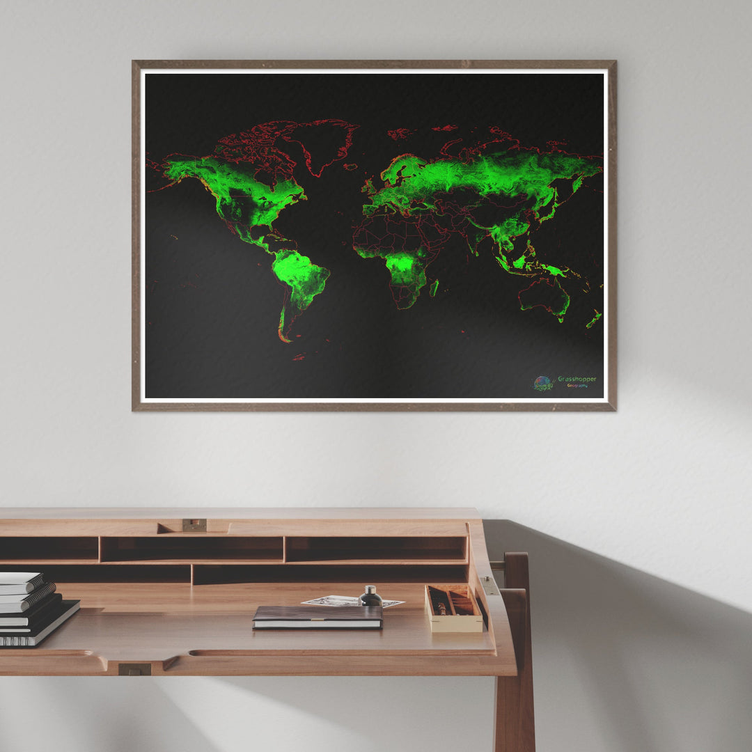世界 - 森林覆盖地图 - 美术印刷