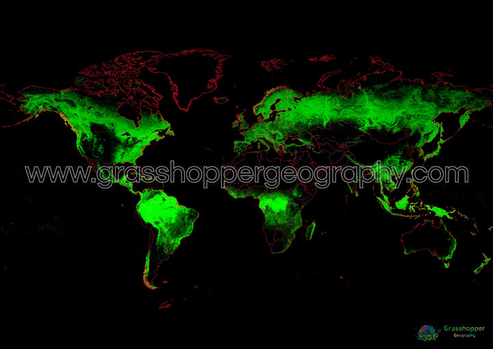 El mundo - Mapa de cobertura forestal - Impresión de bellas artes