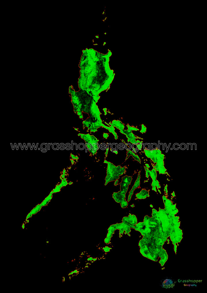 Forest cover map of the Philippines Fine Art Print
