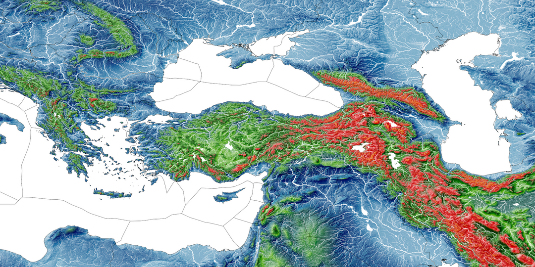 CUSTOM Greece, Turkey, Armenia elevation map