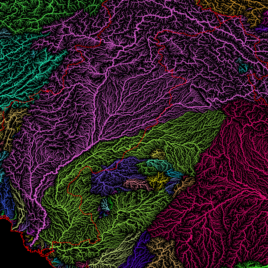 Cartes fluviales personnalisées des zones frontalières