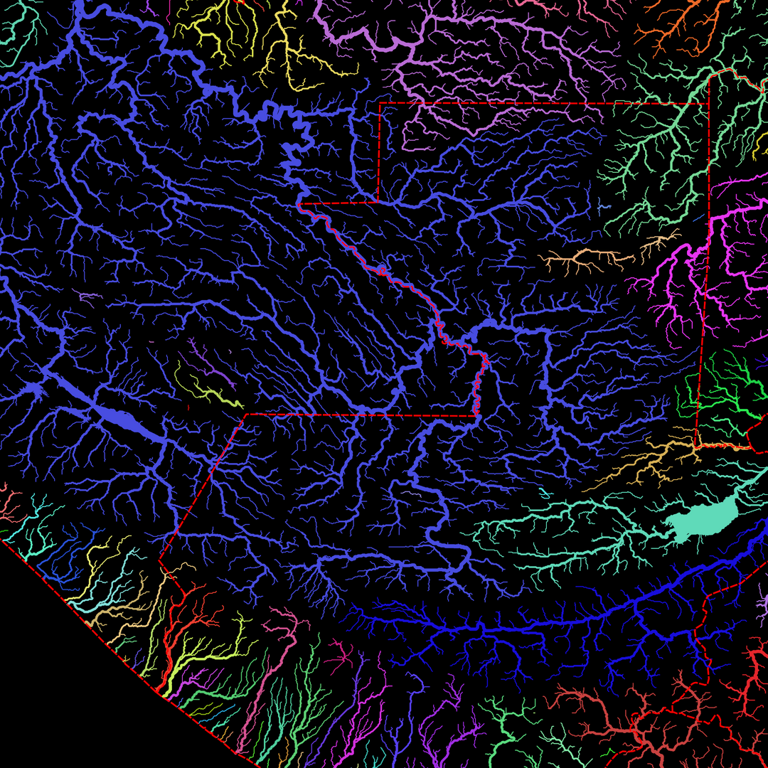 Cartes fluviales personnalisées des zones frontalières