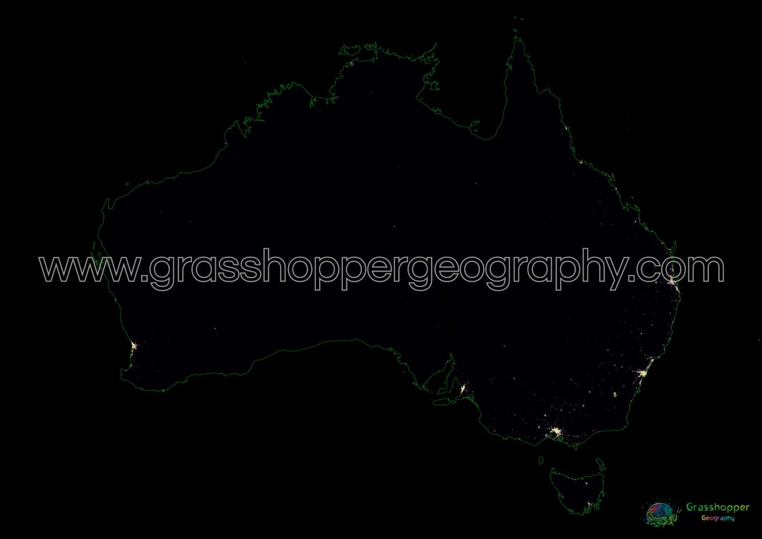 Australia - Population density heatmap - Fine Art Print