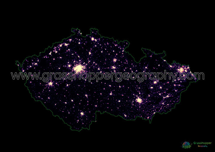 Czechia - Population density heatmap - Fine Art Print