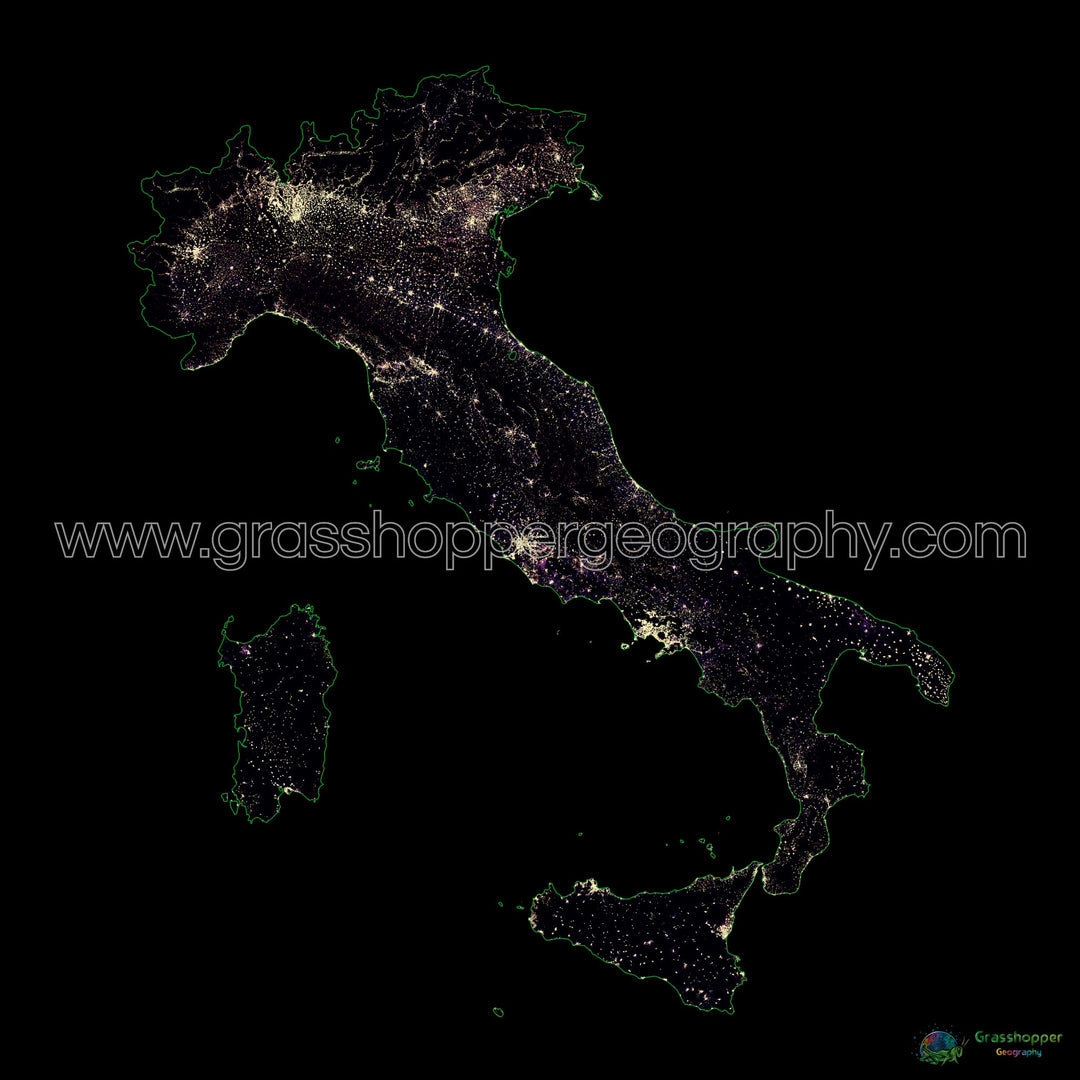 Italy - Population density heatmap - Fine Art Print