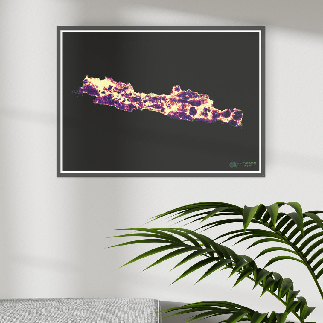 Population density heatmap of Java - Fine Art Print