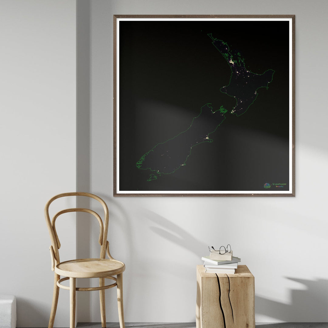 Nouvelle-Zélande - Carte thermique de la densité de population - Fine Art Print