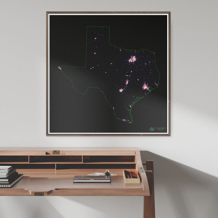 Texas - Population density heatmap - Fine Art Print