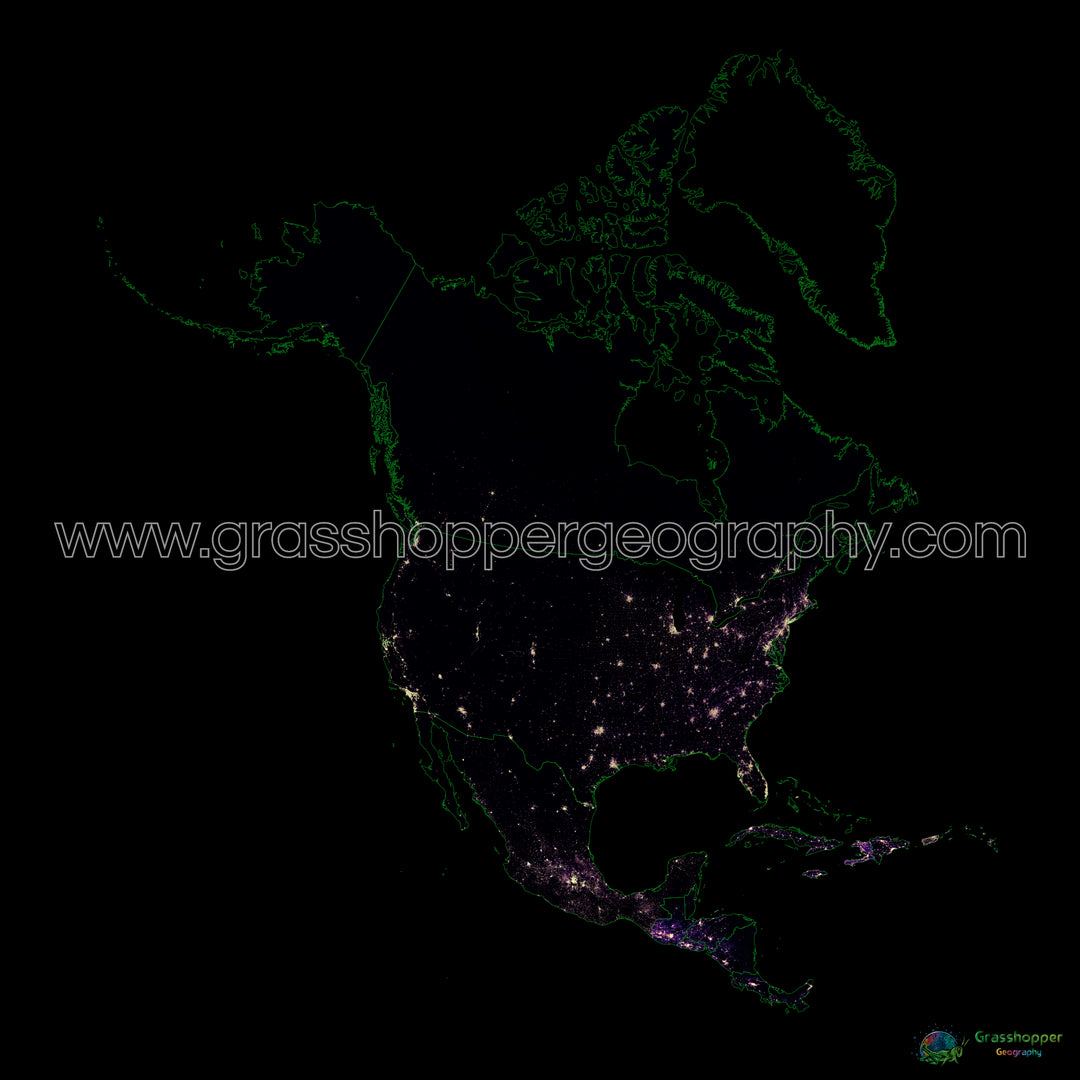 North America - Population density heatmap - Fine Art Print