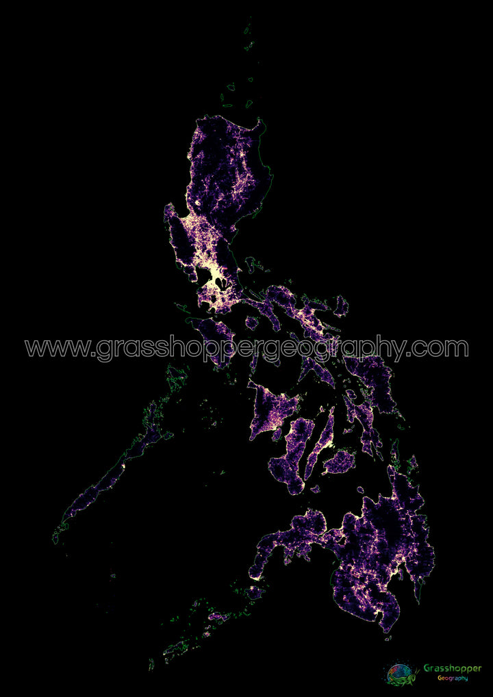 The Philippines - Population density heatmap - Fine Art Print