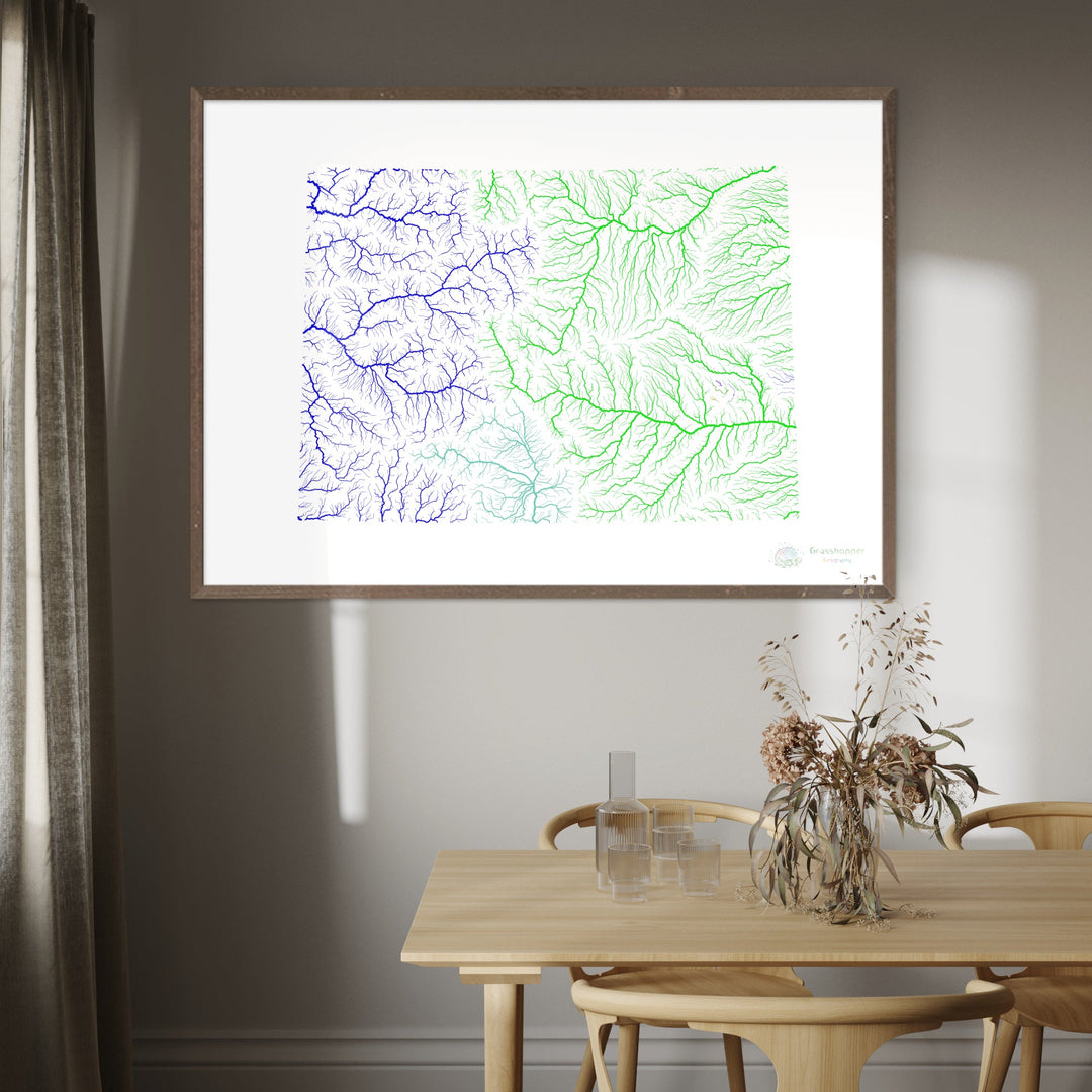 Colorado - River basin map, rainbow on white - - Fine Art Print