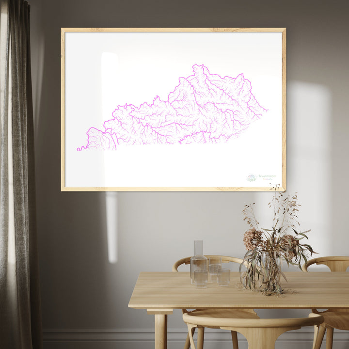 Kentucky - River basin map, pastel on white - Fine Art Print